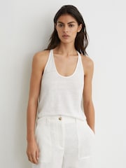Reiss White Lidie Linen Racer-Back Vest - Image 1 of 6