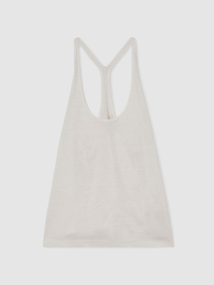 Reiss White Lidie Linen Racer-Back Vest - Image 2 of 6
