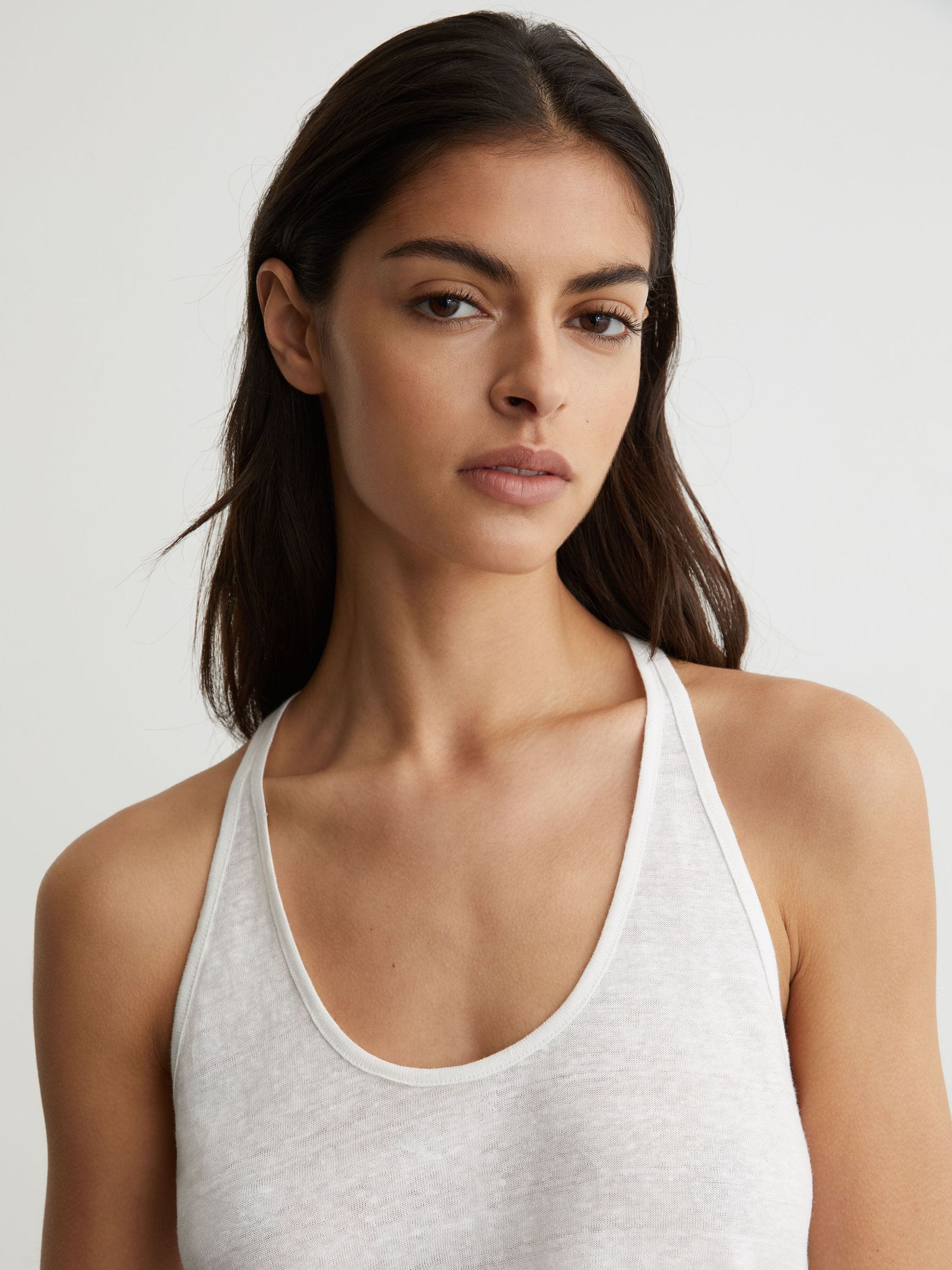 Buy Reiss White Lidie Linen Racer-Back Vest from Next USA