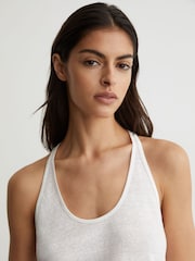 Reiss White Lidie Linen Racer-Back Vest - Image 4 of 6