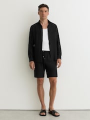 Reiss Black Solarko Seersucker Cutaway-Collar Regular-Fit Shirt - Image 3 of 6