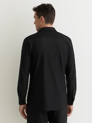 Reiss Black Solarko Seersucker Cutaway-Collar Regular-Fit Shirt - Image 5 of 6