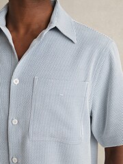 Reiss Soft Blue/White Sensei Seersucker Stripe Shirt - Image 3 of 5