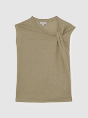 أخضر - تيشرت كتان بتفصيل ملفوف Taylor من Reiss - Image 2 of 6