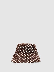 Reiss Chocolate Paloma Cotton Polka-Dot Bucket Hat - Image 2 of 3