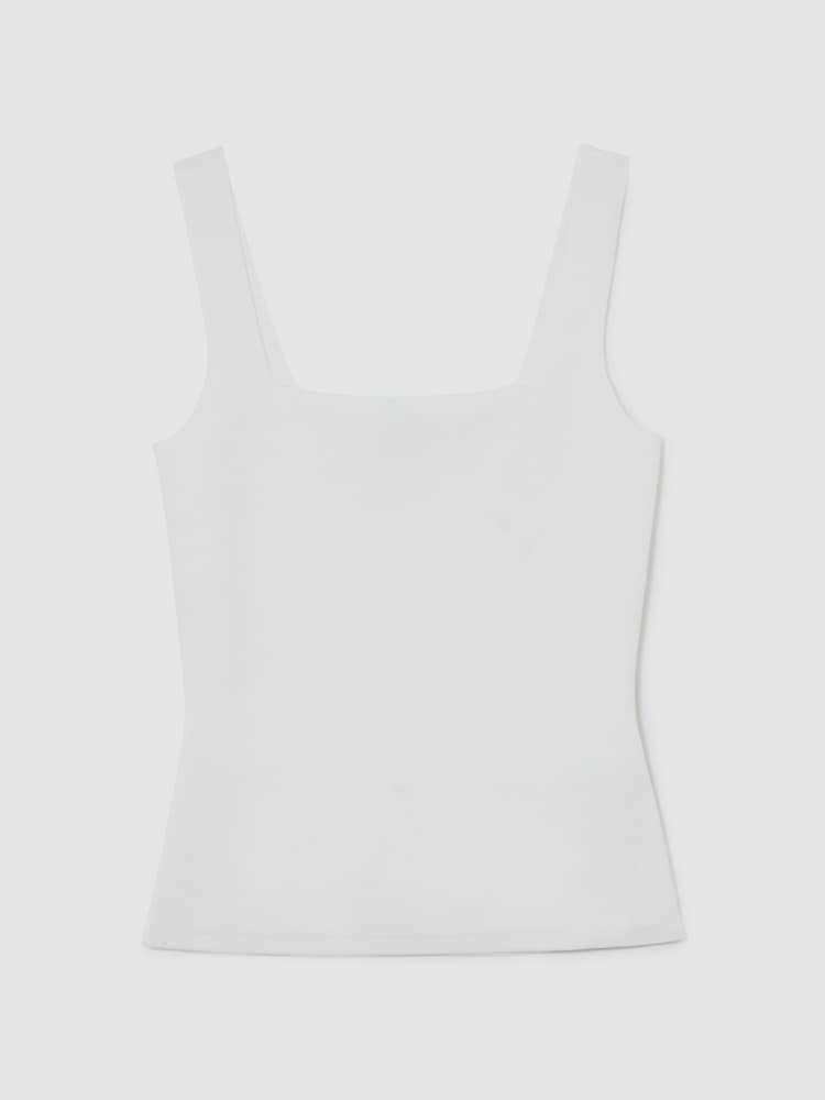 Reiss White Fion Square-Neck Compact-Knit Vest - Image 2 of 6