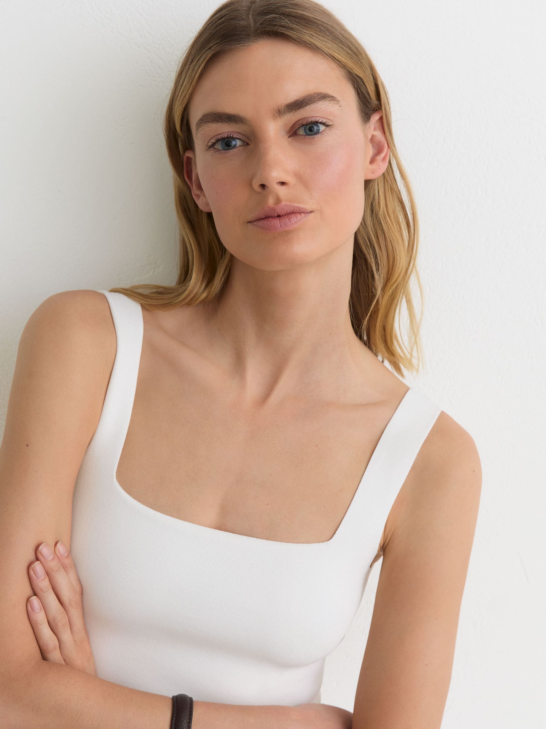 Buy Reiss White Fion Square-Neck Compact-Knit Vest from Next USA