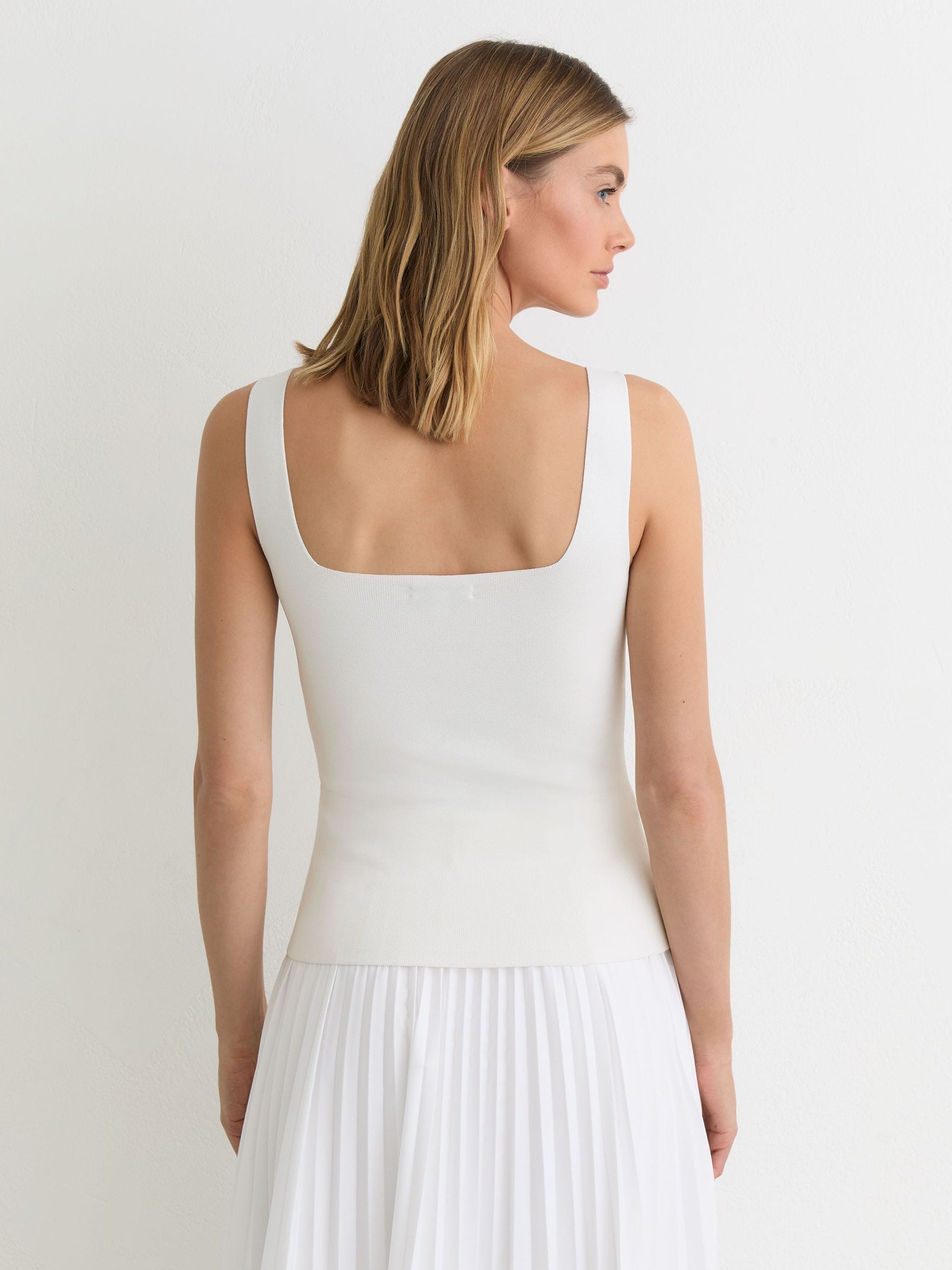 Buy Reiss White Fion Square-Neck Compact-Knit Vest from Next USA