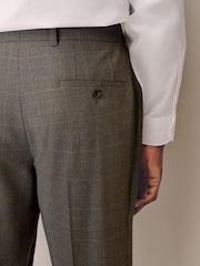 Brown Check Muscle Fit Elasticated Waist Motionflex Stretch Smart Trousers - Image 5 of 6