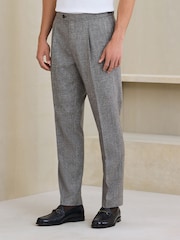 Neutral Textured Smart Trousers with Side Adjuster - Image 1 of 10