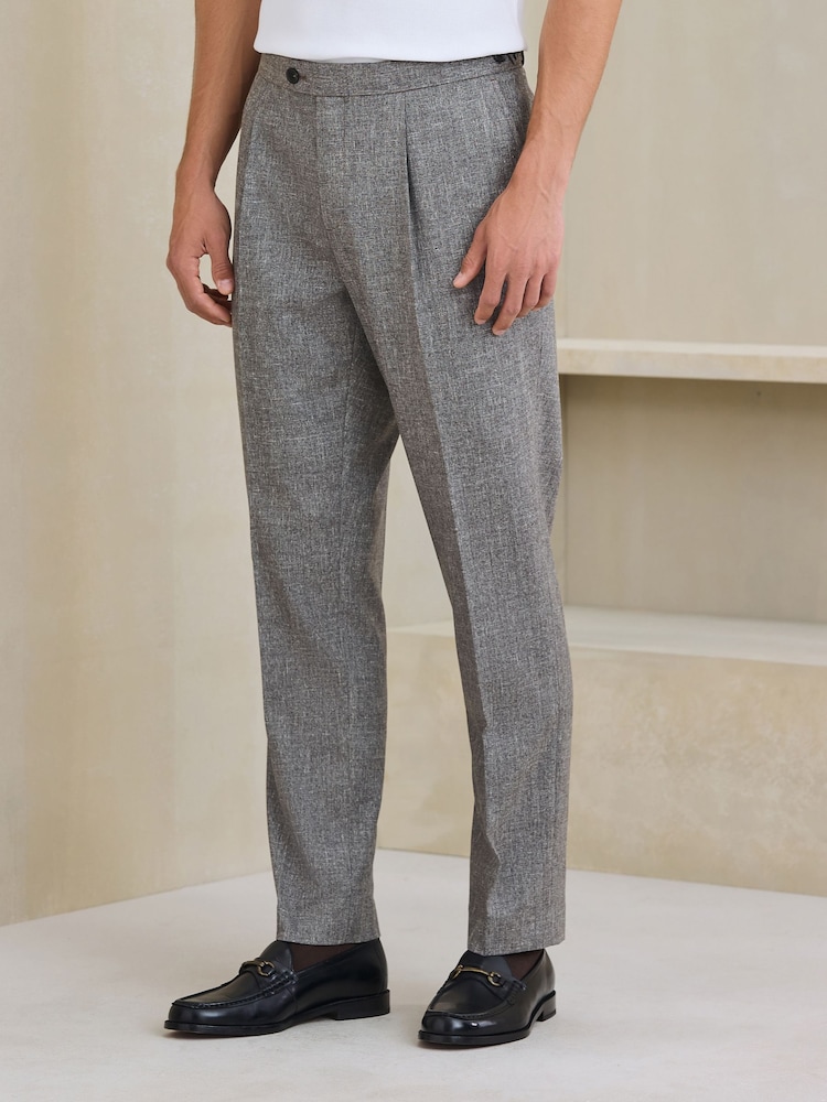 Neutral Textured Smart Trousers with Side Adjuster - Image 1 of 10 Neutral Textured Smart Trousers with Side Adjuster - Image 1 of 10