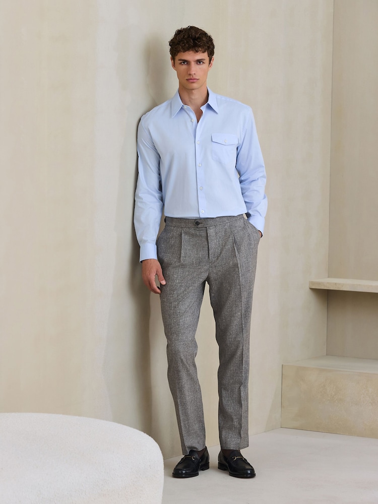 Neutral Textured Smart Trousers with Side Adjuster - Image 2 of 10 Neutral Textured Smart Trousers with Side Adjuster - Image 2 of 10