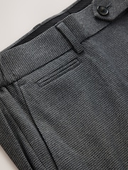 Blue Check Slim Fit Elasticated Waist Motionflex Stretch Smart Trousers - Image 10 of 12
