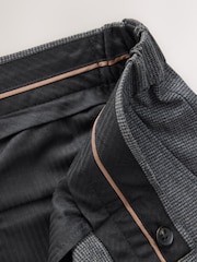 Blue Check Slim Fit Elasticated Waist Motionflex Stretch Smart Trousers - Image 9 of 12