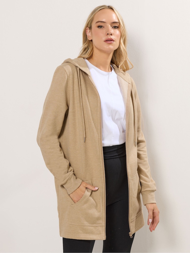 Long Tall Sally Natural Longline Zip Through Hoodie - Image 1 of 5