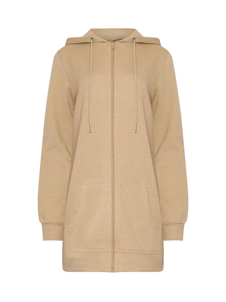 Long Tall Sally Natural Longline Zip Through Hoodie - Image 5 of 5