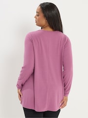 وردي - رداء علوي واسع من أسفل مضلع بأكمام طويلة من Yours Curve - صورة 3 من 5