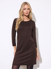 M&Co Brown 3/4 Sleeve Tunic Dress - Image 1 of 5