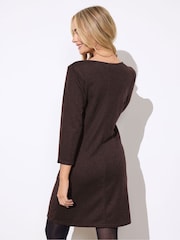 M&Co Brown 3/4 Sleeve Tunic Dress - Image 3 of 5
