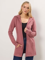Long Tall Sally Pink Longline Zip Through Hoodie - Image 1 of 5