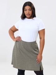 Yours Curve Green Check Mini Skirt - Image 1 of 5