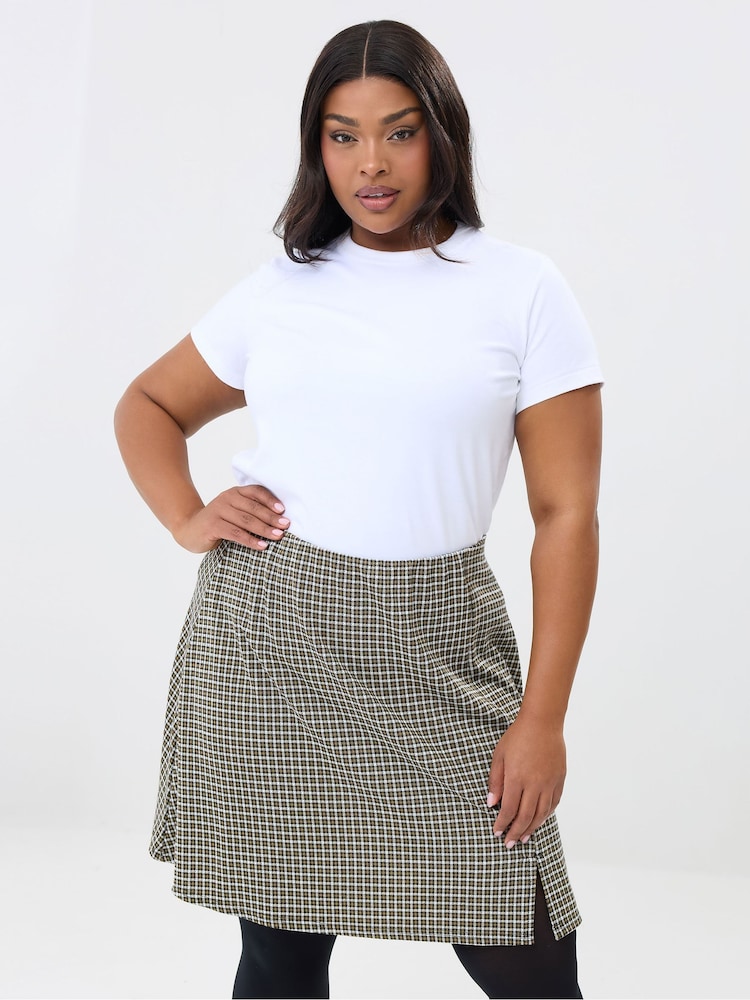 Yours Curve Green Check Mini Skirt - Image 1 of 5