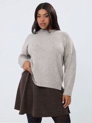 Yours Curve Brown Check Mini Skirt - Image 1 of 5