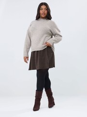 Yours Curve Brown Check Mini Skirt - Image 2 of 5