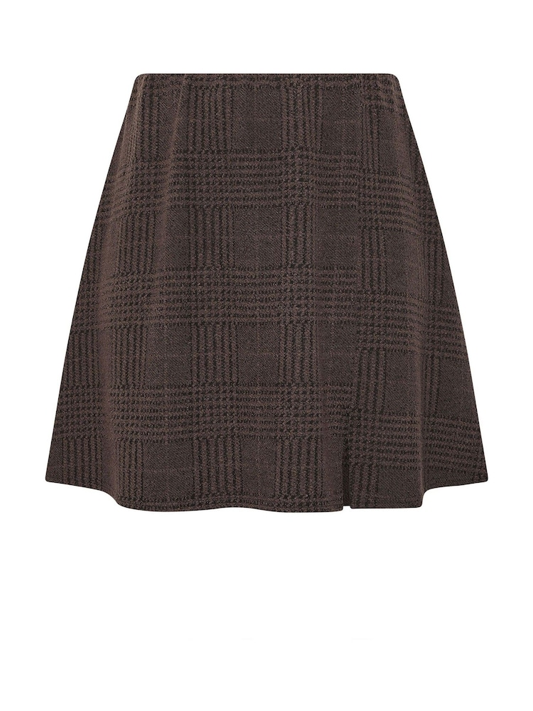 Yours Curve Brown Check Mini Skirt - Image 5 of 5
