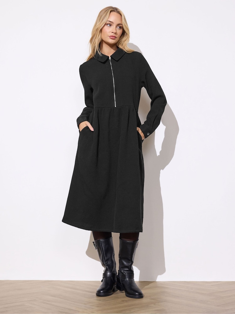 M&Co Black Zip Detail Twill Dress - Image 1 of 5 M&Co Black Zip Detail Twill Dress - Image 1 of 5