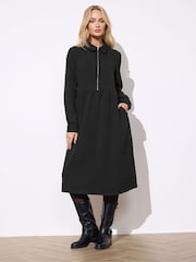 M&Co Black Zip Detail Twill Dress - Image 3 of 5