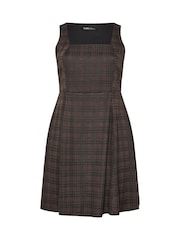 Yours Curve Brown Flippy Check Pinafore Dress - Image 5 of 5