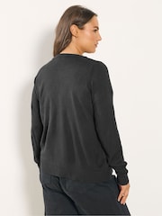 Yours Curve Black Fine Gauge Button Through Cardigan - Image 3 of 5