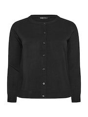 Yours Curve Black Fine Gauge Button Through Cardigan - Image 4 of 5