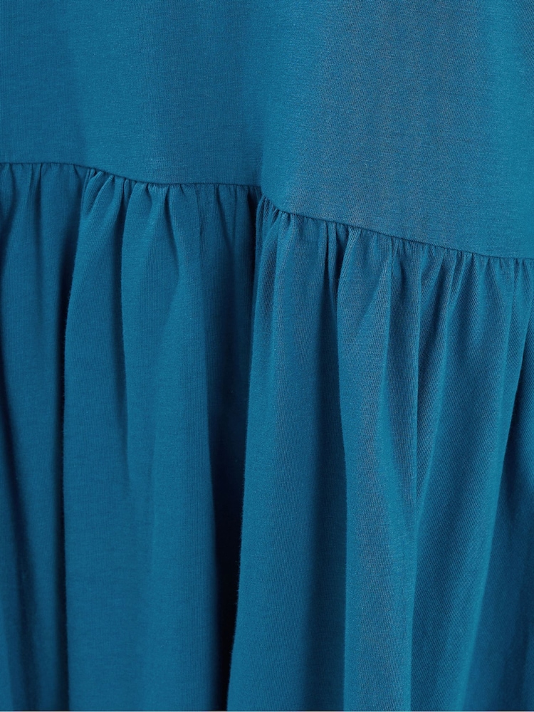 Yours Curve Blue Long Sleeve Peplum Cotton Top - Image 5 of 5