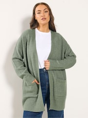 Yours Curve Green Soft Handle Cardigan - Image 1 of 5