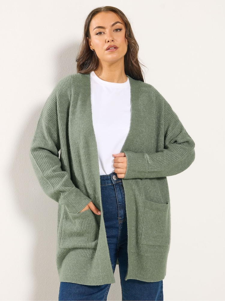 Yours Curve Green Soft Handle Cardigan - Image 1 of 5 Yours Curve Green Soft Handle Cardigan - Image 1 of 5