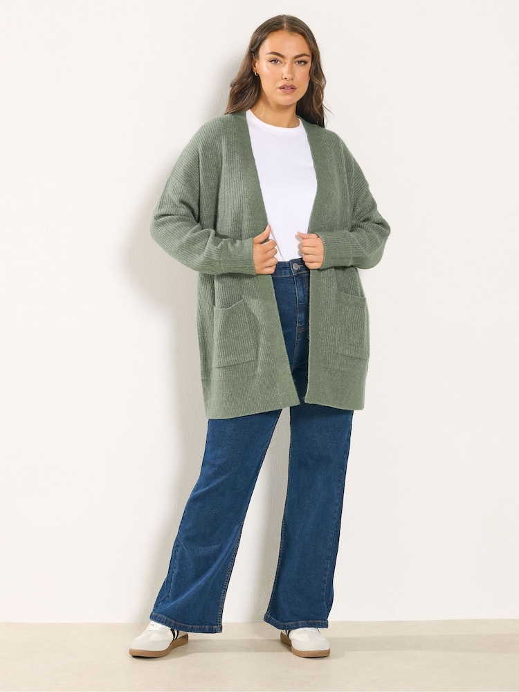 Yours Curve Green Soft Handle Cardigan - Image 2 of 5 Yours Curve Green Soft Handle Cardigan - Image 2 of 5