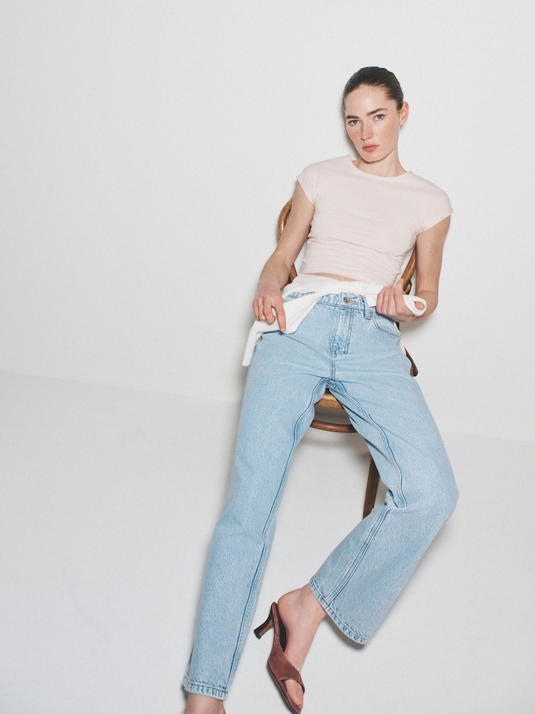 The Set 4 Pack Grown on Sleeve Crop Tops Khakia/Pink/Grey Marl/White - Image 1 of 9