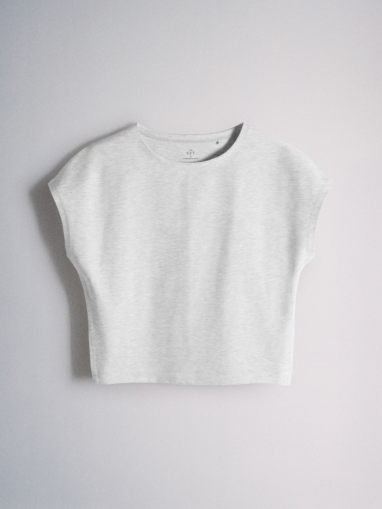 The Set 4 Pack Cap Sleeve Sleeve Cropped T-Shirts Pale Green/Light Pink/Grey Marl/White - Image 6 of 6