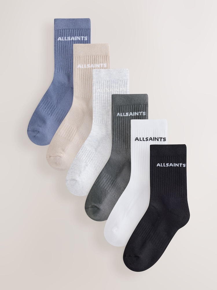 smALLSAINTS Multi Colour Logo Cushioned Sole Socks 6 Pack - Image 1 of 9 smALLSAINTS Multi Colour Logo Cushioned Sole Socks 6 Pack - Image 1 of 9