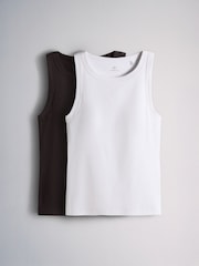The Set 2 Pack Hidden Support Vests Chocolate Brown/White - Image 2 of 8