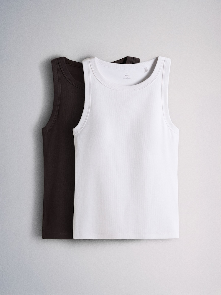 The Set 2 Pack Hidden Support Vests Chocolate Brown/White - Image 2 of 8