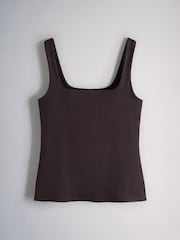 The Set 4 Pack Square Neck Vests Brown/Khaki Green/Stripe - Image 3 of 6