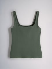 The Set 4 Pack Square Neck Vests Brown/Khaki Green/Stripe - Image 4 of 6