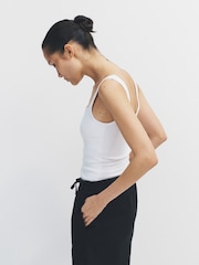 The Set 3 Pack Square Neck Vest Khaki/Grey Marl/White - Image 4 of 10