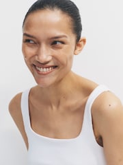 The Set 3 Pack Square Neck Vest Khaki/Grey Marl/White - Image 8 of 10