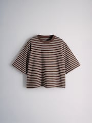 The Set 5 Pack Heavyweight Relaxed Short Sleeve T-Shirts Dark Brown/Stripe/Rust/Green/White - Image 2 of 6