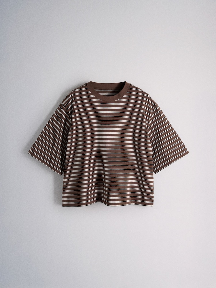 The Set 5 Pack Heavyweight Relaxed Short Sleeve T-Shirts Dark Brown/Stripe/Rust/Green/White - Image 2 of 6 The Set 5 Pack Heavyweight Relaxed Short Sleeve T-Shirts Dark Brown/Stripe/Rust/Green/White - Image 2 of 6