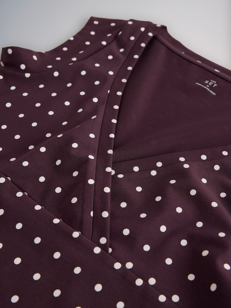 The Set 4 Pack Cross V-Neck Cap Sleeve Tops Plum Spot/Taupe/Light Pink/Pale Khaki - Image 10 of 10